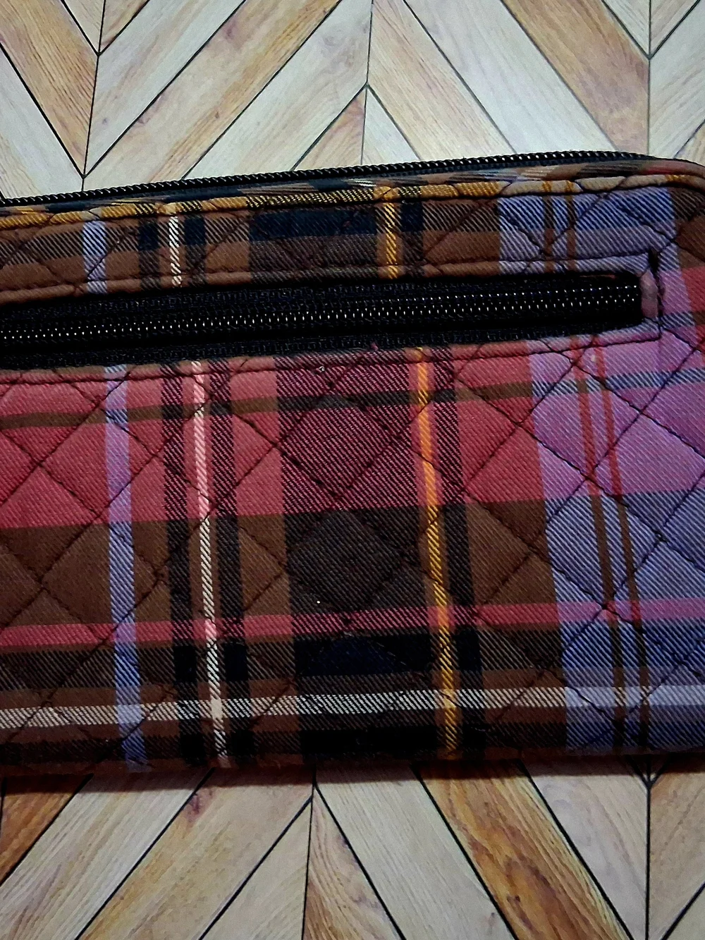 Vera Bradley Quilted Plaid Wallet Zippered * GC
